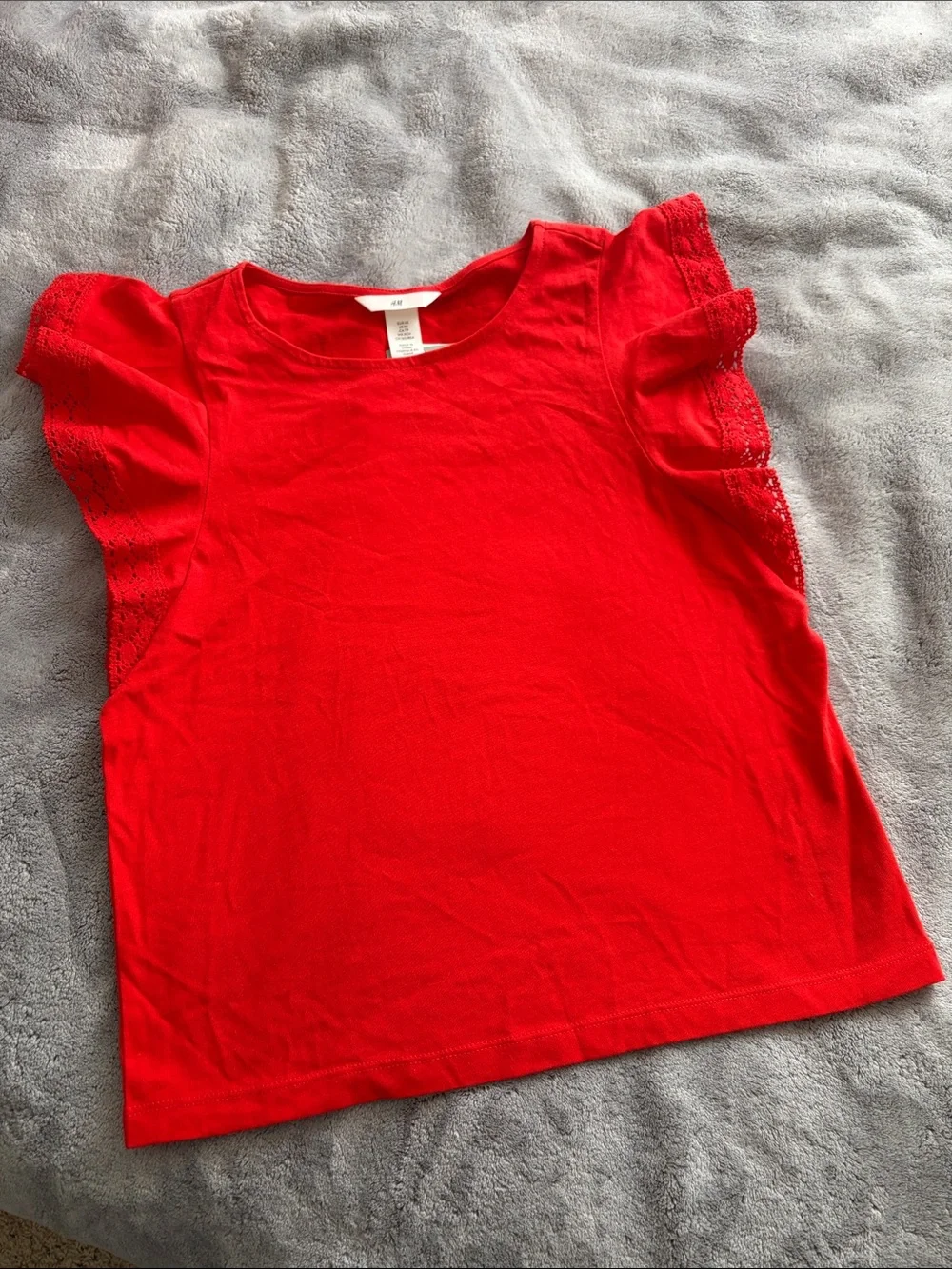 NEW! H&M Bright Red XS Flutter Sleeve Tee
